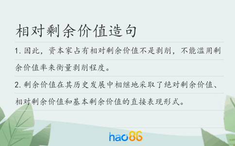 相對(duì)剩余價(jià)值造句